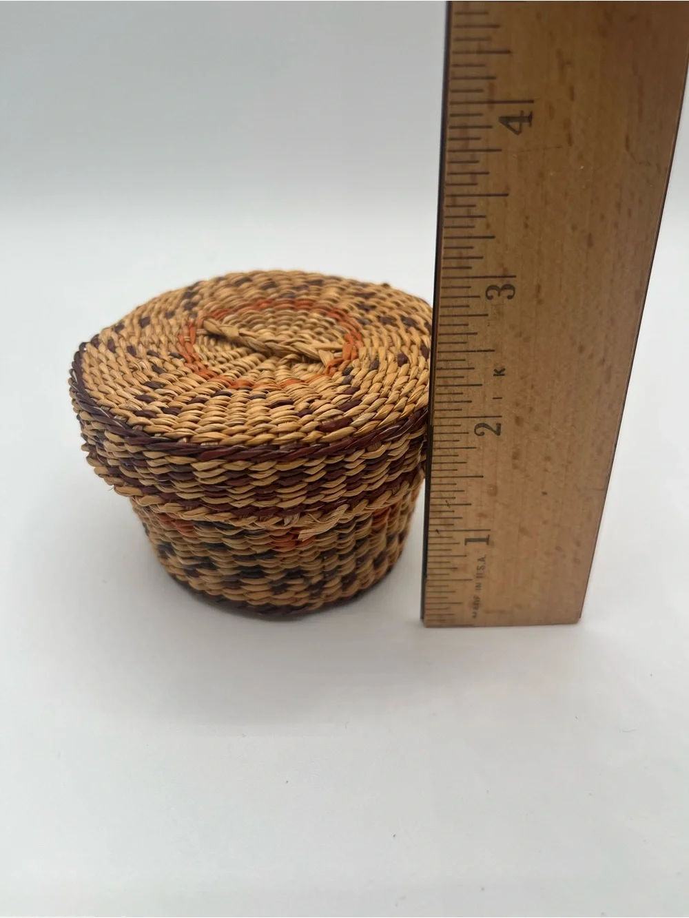 Vintage Handwoven Baskets with Lids - Set of 5